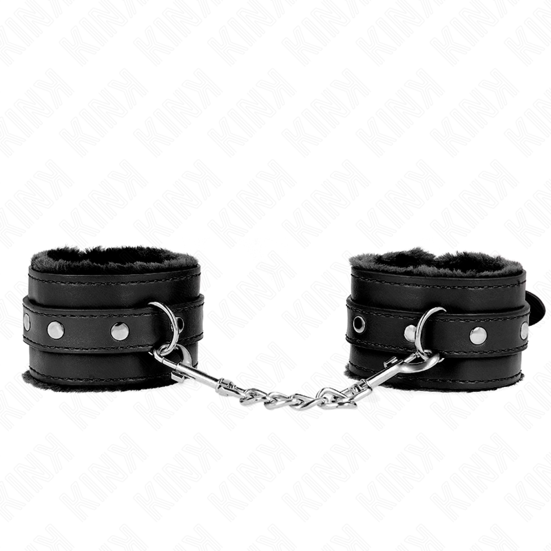 KINK - MUÑEQUERAS FORRADAS PREMIUM NEGRO CON CORREA NEGRO AJUSTABLE 17-29 CM X 6 CM - immagine 2