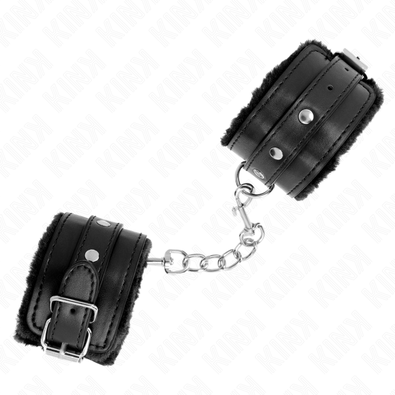 KINK - MUÑEQUERAS FORRADAS PREMIUM NEGRO CON CORREA NEGRO AJUSTABLE 17-29 CM X 6 CM - immagine 3