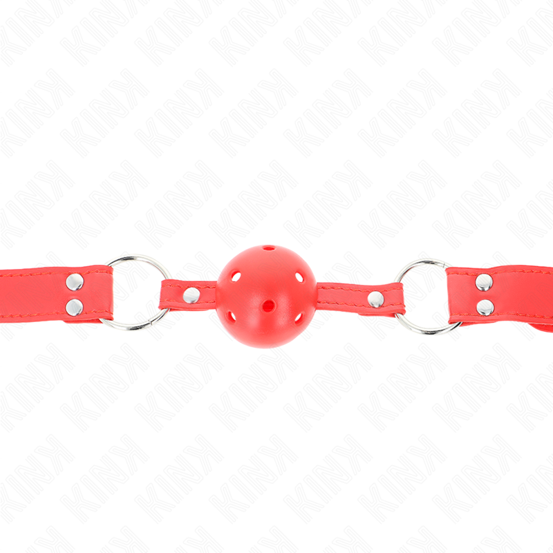 KINK - MORDAZA DE BOLA 4.5 CM DURA HUECA ROJO COMPLETA 62 x 2 CM - immagine 3