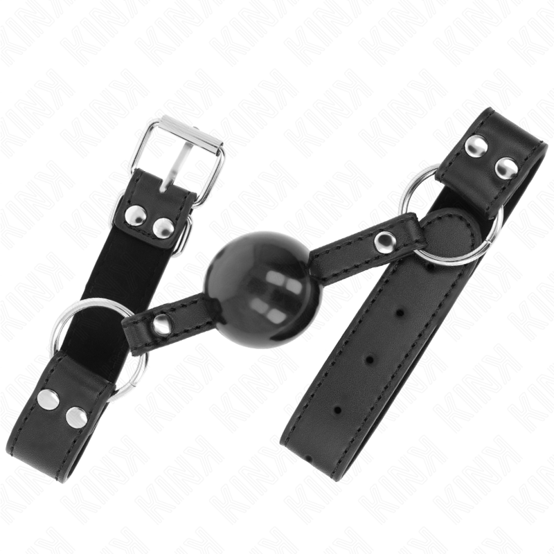 KINK - MORDAZA DE BOLA 4 CM SUAVE Y SÓLIDA CON CORREA DE POLIPIEL 62 x 2.5 CM AJUSTABLE 42-58 CM - immagine 2