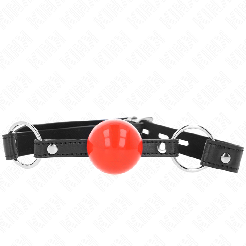 KINK - MORDAZA DE BOLA 4 CM CON CANDADO BOLA ROJA CORREA NEGRA 60 x 2 CM - immagine 3