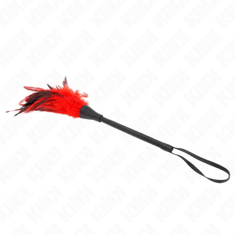KINK - PLUMAS DE POLLO PARA COSQUILLAS CON FORMA CUERNO DE CRIADA ROJO 36 CM - immagine 2