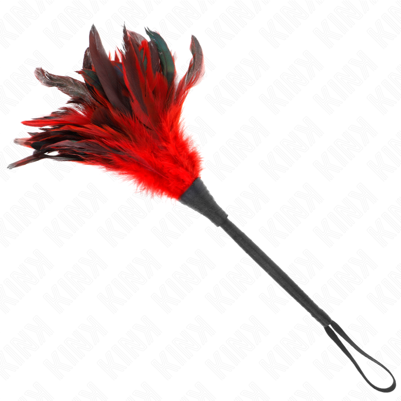 KINK - PLUMAS DE POLLO PARA COSQUILLAS CON FORMA CUERNO DE CRIADA ROJO 36 CM - immagine 3