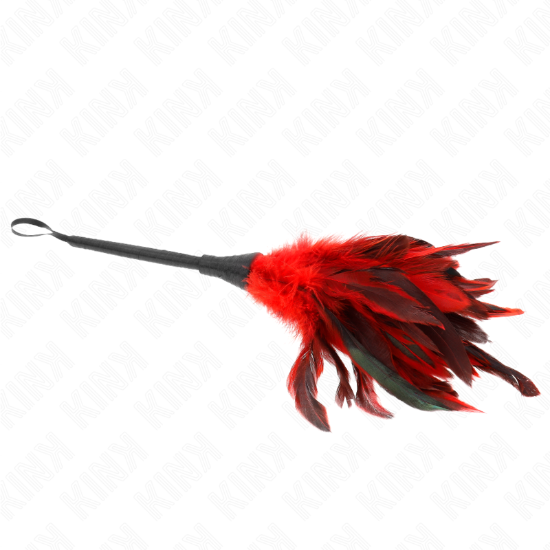 KINK - PLUMAS DE POLLO PARA COSQUILLAS CON FORMA CUERNO DE CRIADA ROJO 36 CM - immagine 4