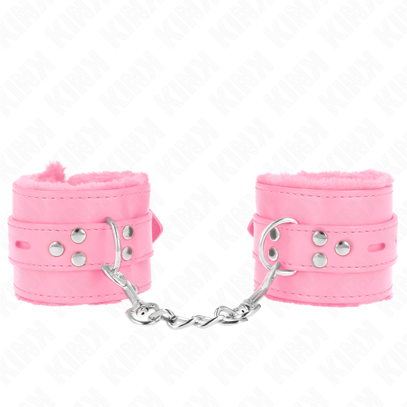 KINK - MUÑEQUERAS FORRADAS CON AGUJEROS CUADRADOS ROSA Y CORREA ROSA AJUSTABLE 17-29 CM X 6 CM - immagine 2