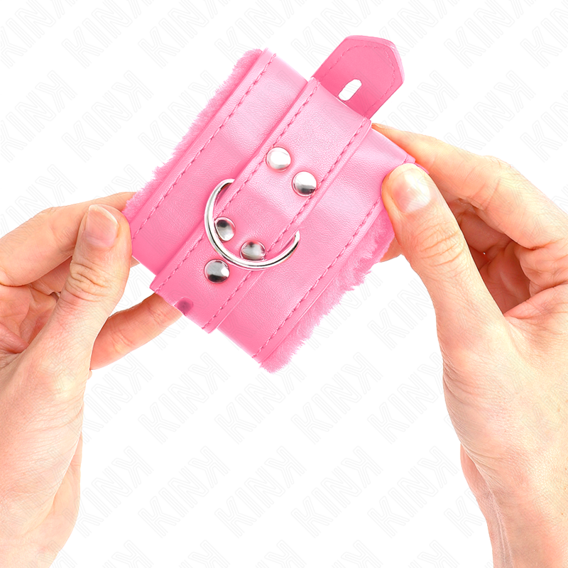 KINK - MUÑEQUERAS FORRADAS CON AGUJEROS CUADRADOS ROSA Y CORREA ROSA AJUSTABLE 17-29 CM X 6 CM - immagine 4