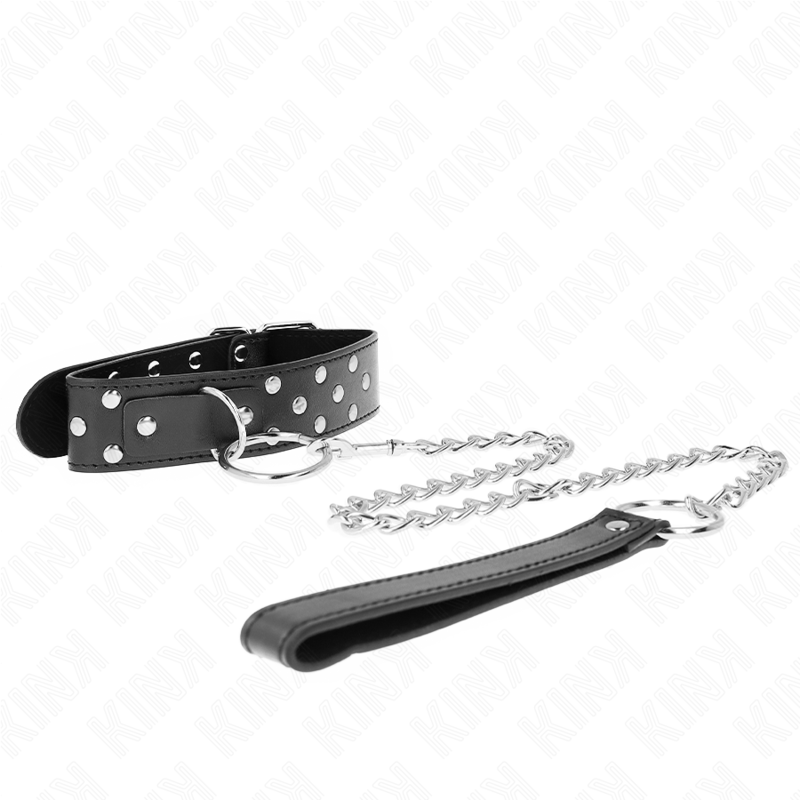 KINK - COLLAR CON CORREA 65 CM REMACHE ANILLA NEGRO AJUSTABLE 36-50 CM X 3.8 CM - immagine 2