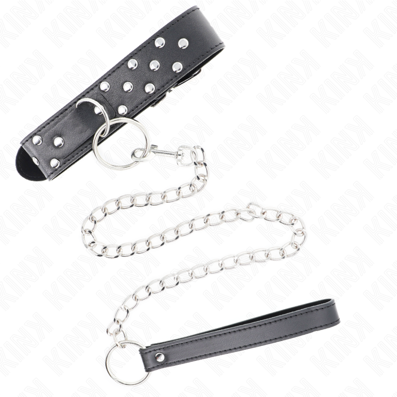 KINK - COLLAR CON CORREA 65 CM REMACHE ANILLA NEGRO AJUSTABLE 36-50 CM X 3.8 CM - immagine 4