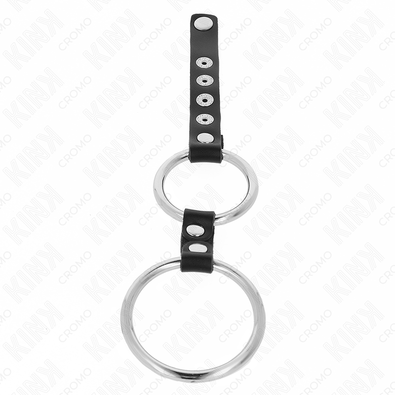 KINK - ANILLO PENE METAL DOBLE 3.8 CM A 5 CM CONECTADOS CON CUERO - immagine 3