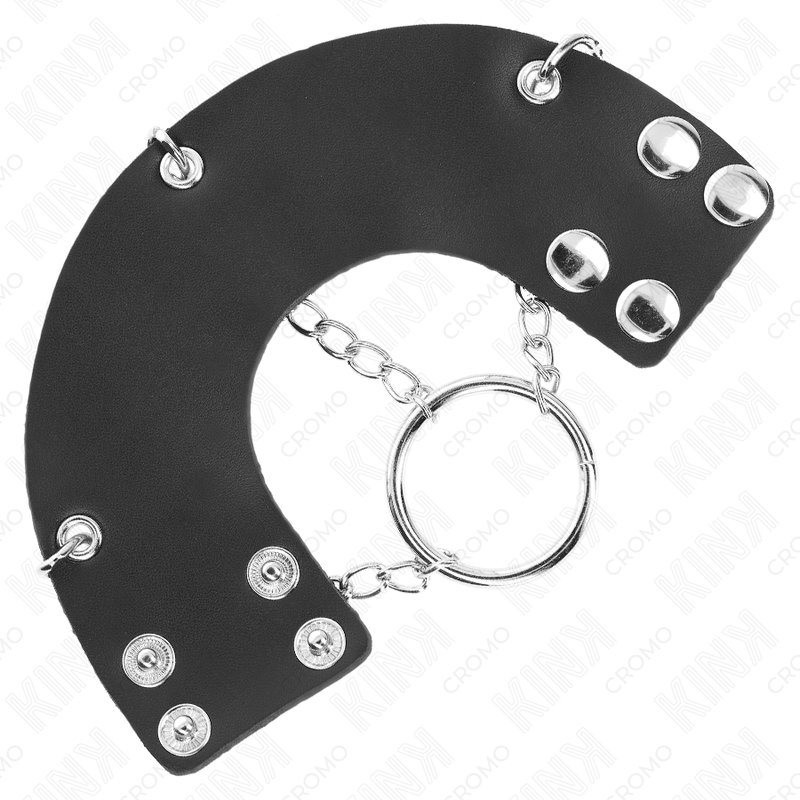 KINK - ANILLO PENE 4 CM CADENA 7 CM METAL CON CINTURÓN CUERO - immagine 5