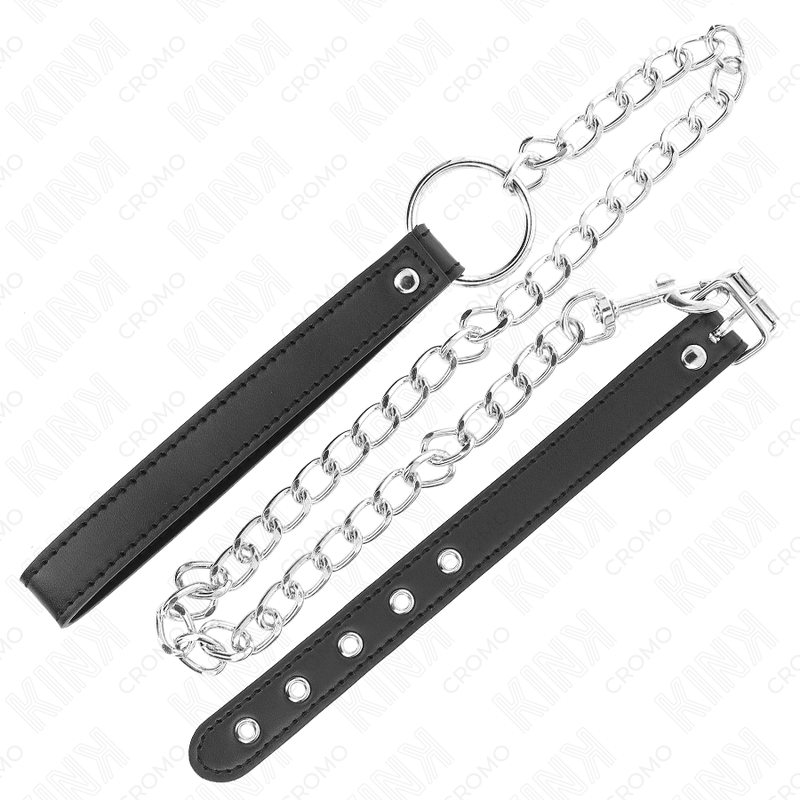 KINK - ANILLO PENE CUERO 21.5 X 2 CM CON CADENA METAL 60 CM Y CORREA DE CUERO - immagine 3
