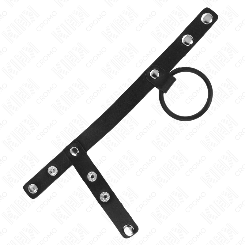 KINK - ANILLO PENE SILICONA 3.8 CM CON DIVISOR DE BOLAS Y CORREA DE CUERO 22 X 1.5 CM - immagine 3