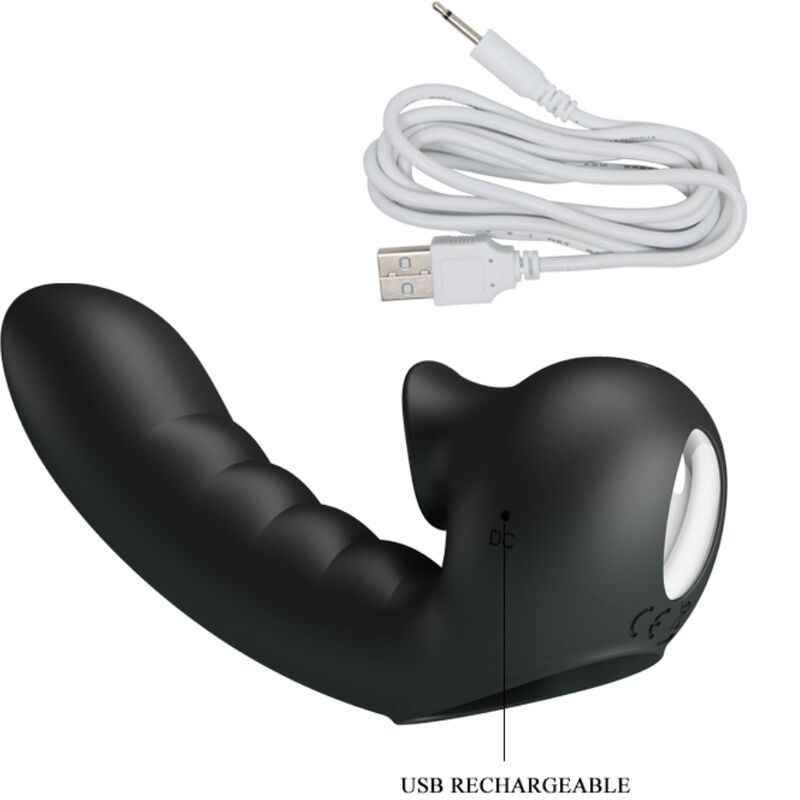 PRETTY LOVE - HOBGOBLIN CUSTODIA PER DITA VIBRANTE 12 VIBRAZIONI + STIMOLATORE CLITORIDE NERO - immagine 3