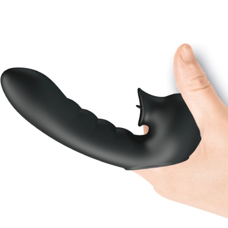PRETTY LOVE - HOBGOBLIN CUSTODIA PER DITA VIBRANTE 12 VIBRAZIONI + STIMOLATORE CLITORIDE NERO - immagine 5