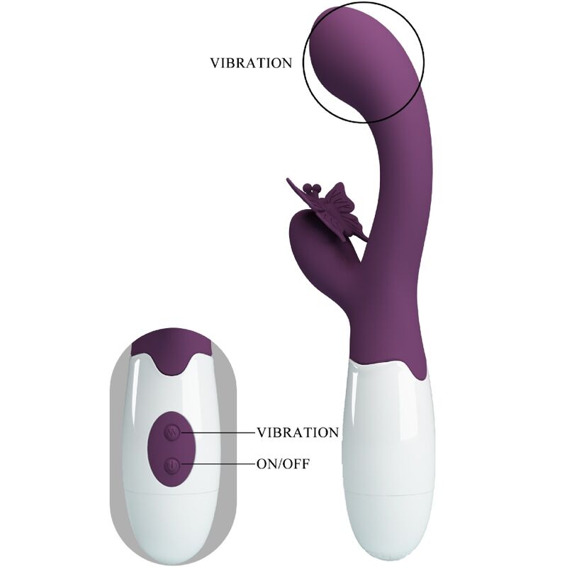 PRETTY LOVE - BUTTERFLY KISS VIBRATORE RABBIT E STIMOLATORE PUNTO G VIOLA - immagine 3