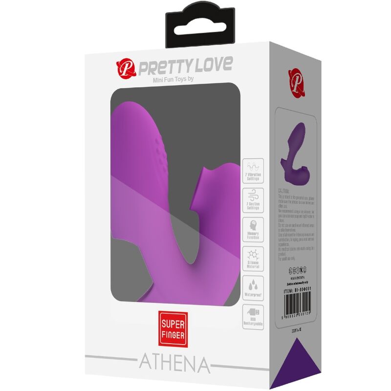 PRETTY LOVE - VIBRATORE DA DITA ATHENA CON STIMOLATORE CLITORIDEO VIOLA - immagine 6