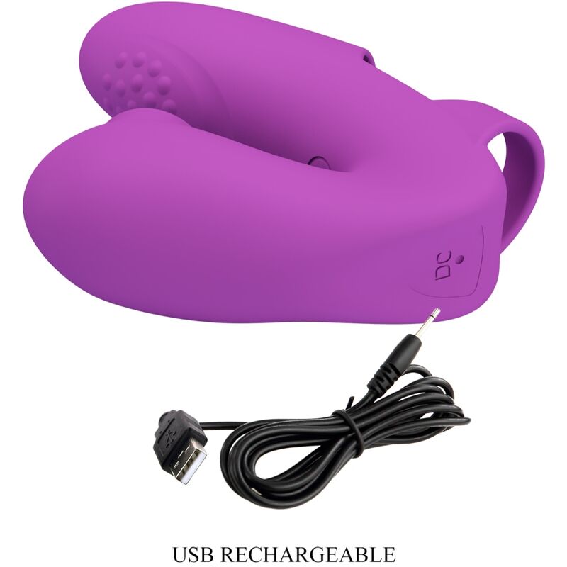 PRETTY LOVE - VIBRATORE DA DITA ATHENA CON STIMOLATORE CLITORIDEO VIOLA - immagine 3