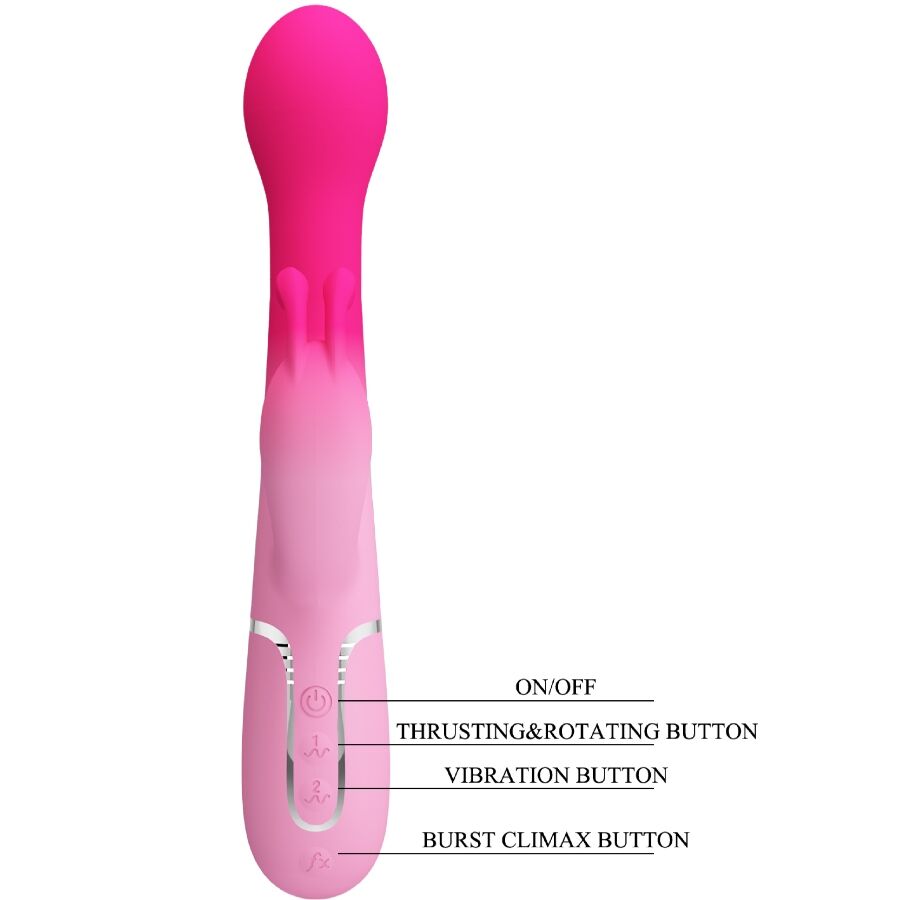 PRETTY LOVE - DEJON 3 IN 1 MULTIFUNZIONE VIBRATORE CONIGLIO ROSA - immagine 7