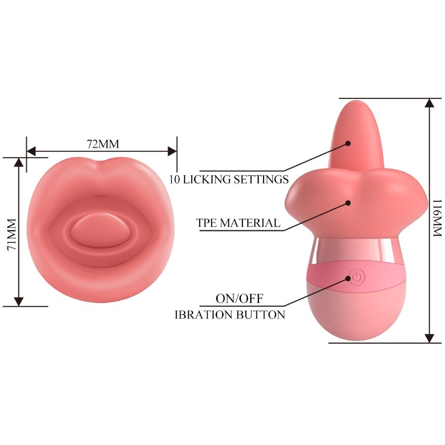 PRETTY LOVE - STIMOLATORE PER CLITORIDE LINGUA KYLEE 10 VIBRAZIONI ROSA NUDO - immagine 7