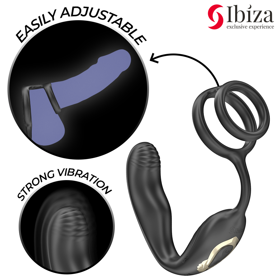IBIZA - WIGGLE PLUG ANALE ROTANTE TELECOMANDATO CON VIBRAZIONE PERINEALE E ANELLI PER L'ESTENSIONE DEL PENE - immagine 2