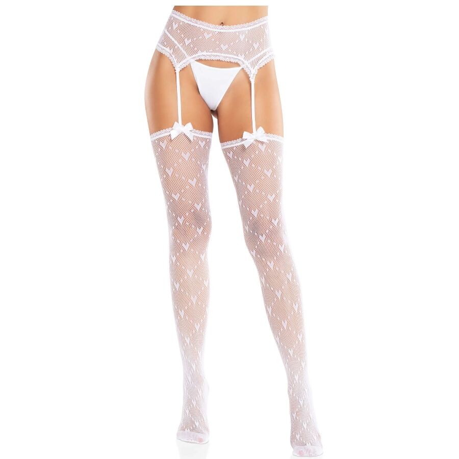 LEG AVENUE - CALZE A CUORE CON GIARRETTIERE BIANCO