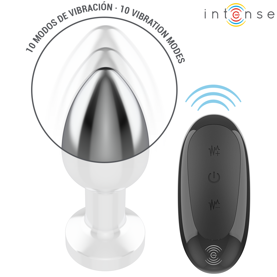 INTENSE - PLUG ANALE 10 VIBRAZIONI METALLO CON TELECOMANDO M - immagine 3