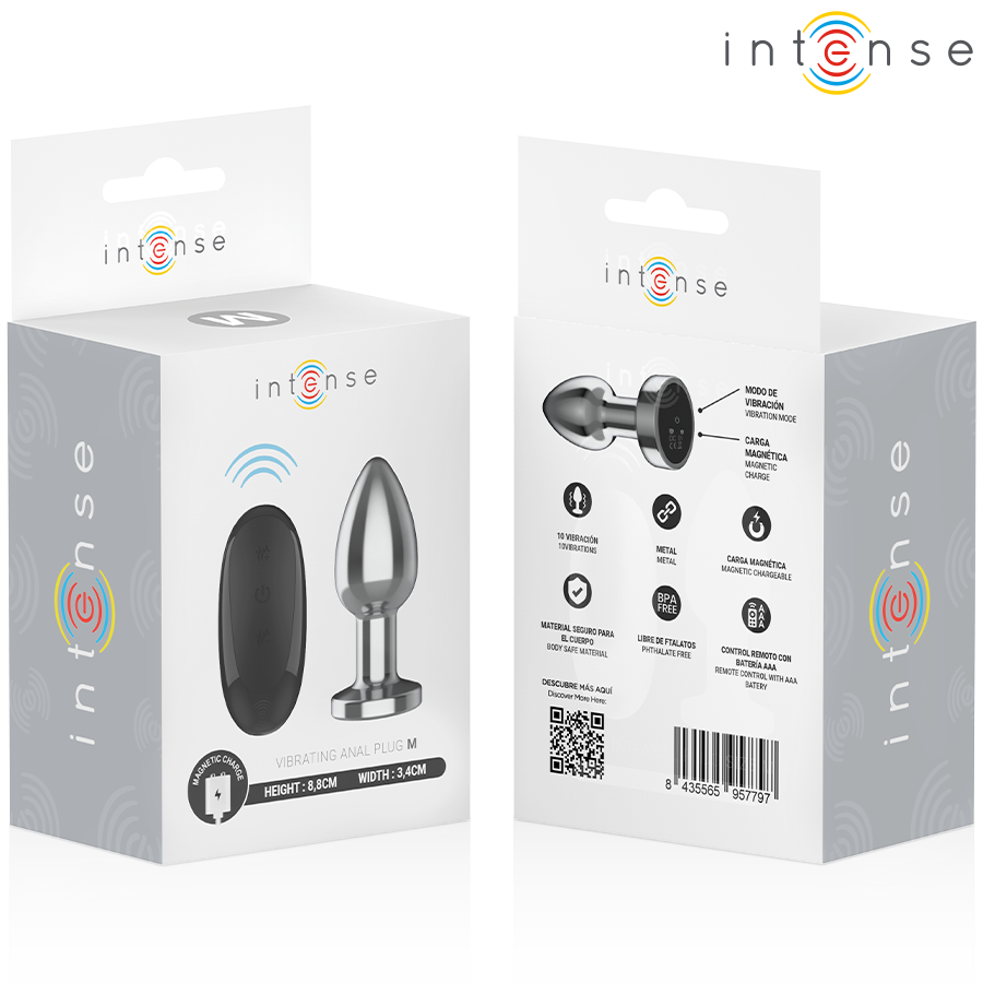 INTENSE - PLUG ANALE 10 VIBRAZIONI METALLO CON TELECOMANDO M - immagine 7