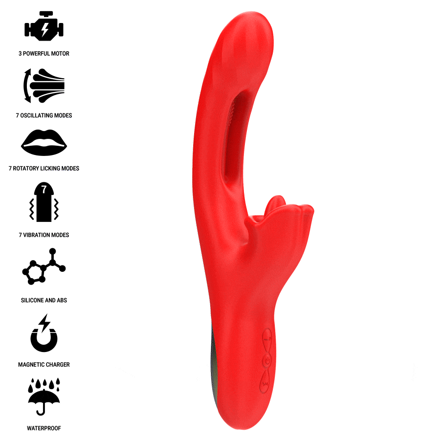 INTENSE - JESSICA VIBRATORE MULTIFUNZIONE STIMOLAZIONE CLITORIDE 24,8 CM ROSSO - immagine 6