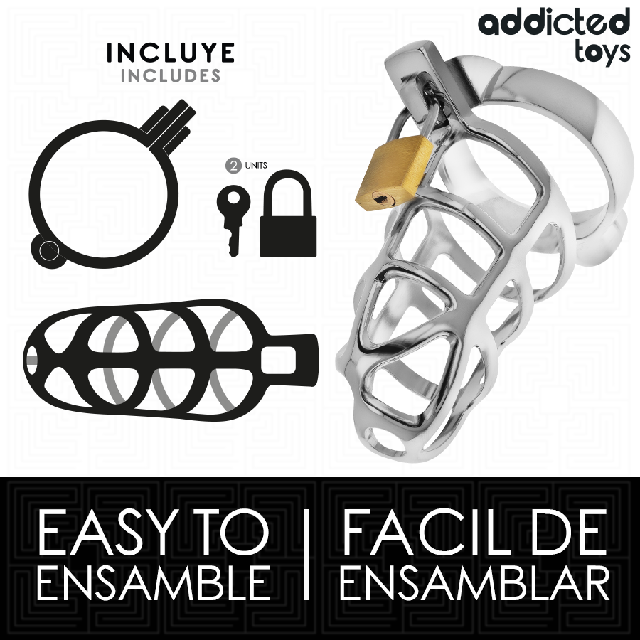 ADDICTED TOYS LOCKED - GABBIA PER PENE CON SERRATURA IN ARGENTO TAGLIA M - immagine 3