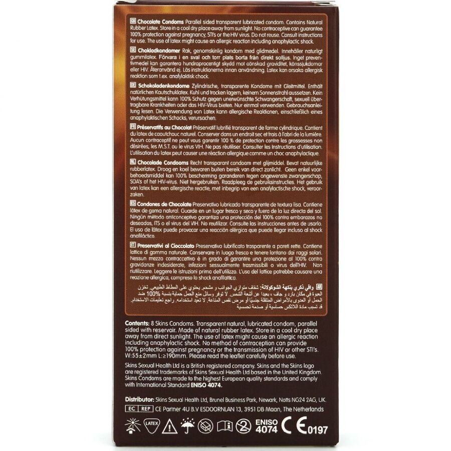 SKINS - PRESERVATIVI PREMIUM AL CIOCCOLATO CONFEZIONE DA 8 - immagine 4