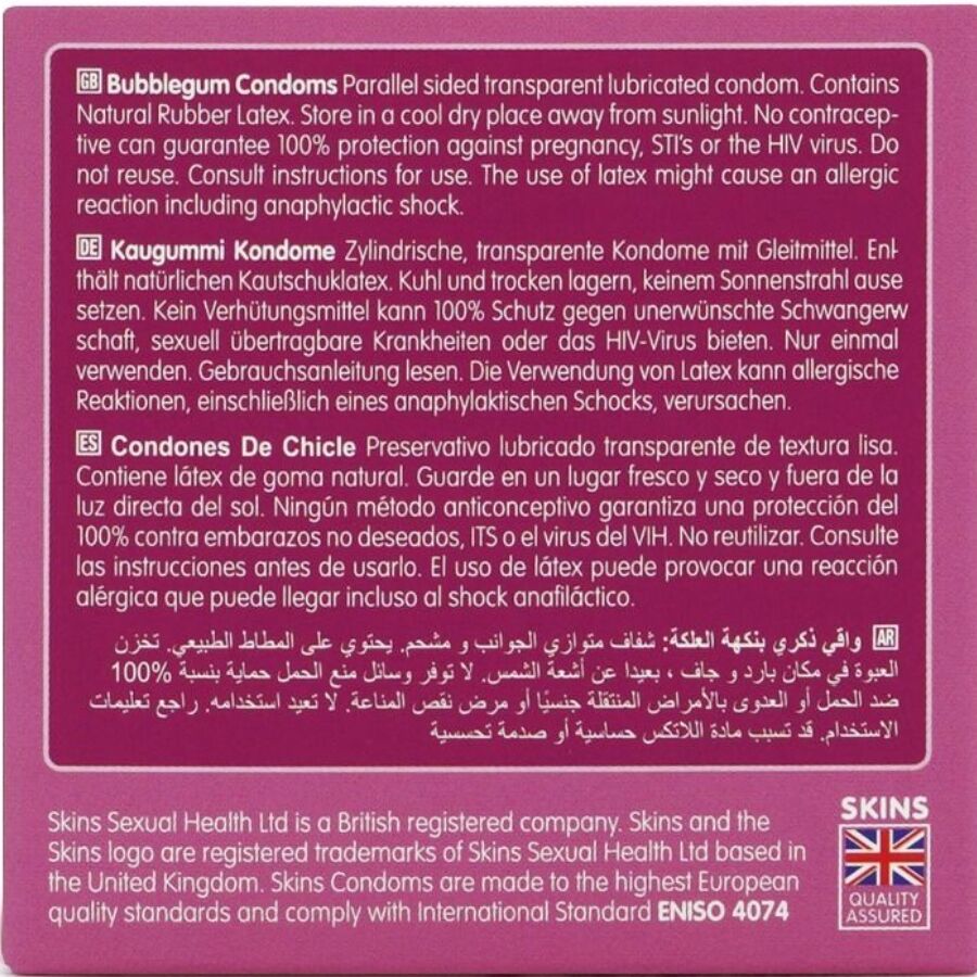 SKINS - BUBBLEGUM PREMIUM CONDOM CONFEZIONE DA 4 - immagine 3