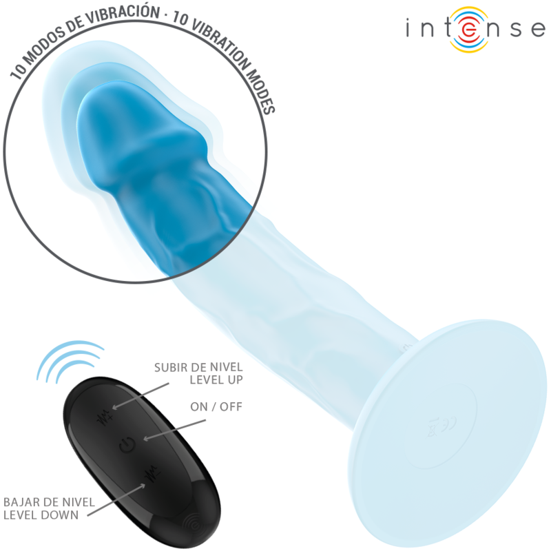 INTENSE - PHOEBE VIBRATORE REALISTICO 10 VIBRAZIONI TELECOMANDO BLU - immagine 3