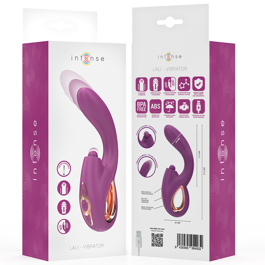INTENSE - LALI VIBRATORE MULTIFUNZIONE PUNTO G TAPPING & THRUST & VIBRATION VIOLA - immagine 6