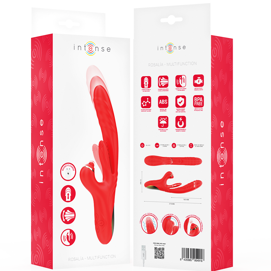 INTENSE - VIBRATORE MULTIFUNZIONE ROSALIA 3 IN 1 ROSSO - immagine 7