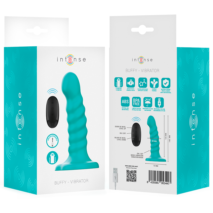 INTENSE - VIBRATORE BUFFY TAGLIA S DESIGN A SPIRALE 10 VIBRAZIONI TELECOMANDO BLU - immagine 7