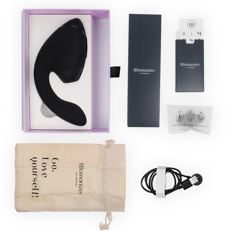 WOMANIZER - DUO NEXT STIMOLATORE DOPPIO CLITORIDEO E PUNTO G NERO - immagine 6