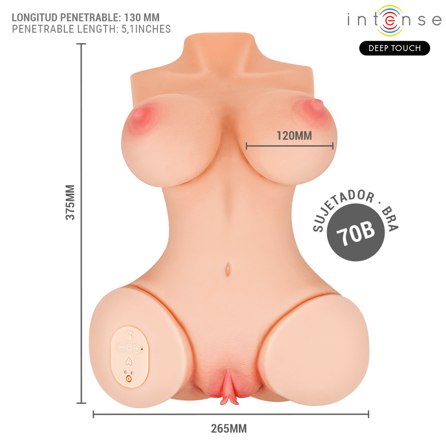 INTENSE DEEP TOUCH - VERO TORSO VAGINA CON EFFETTI DI ASPIRAZIONE, CALORE, VIBRAZIONE E VOCALE CON TELECOMANDO 5,5 KG - immagine 4