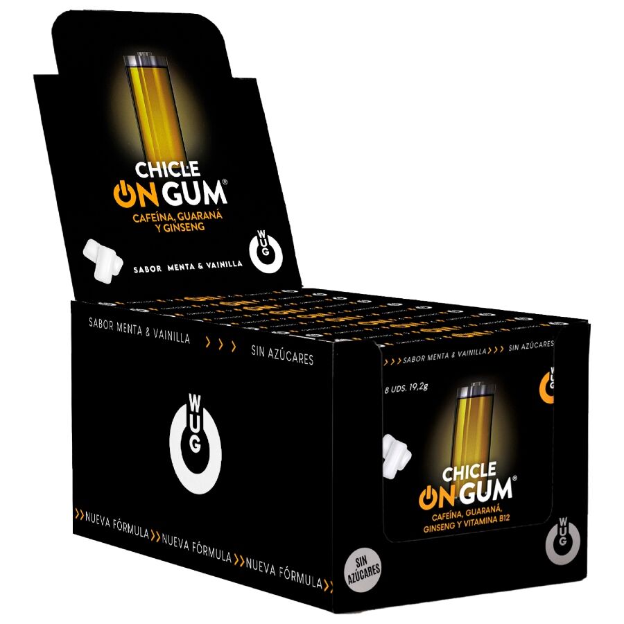WUG GUM - ON CON CAFFEINA, GINSENG E GOMMA DI GUARANÀ | ESPOSITORE 12 X 8 UNITÀ