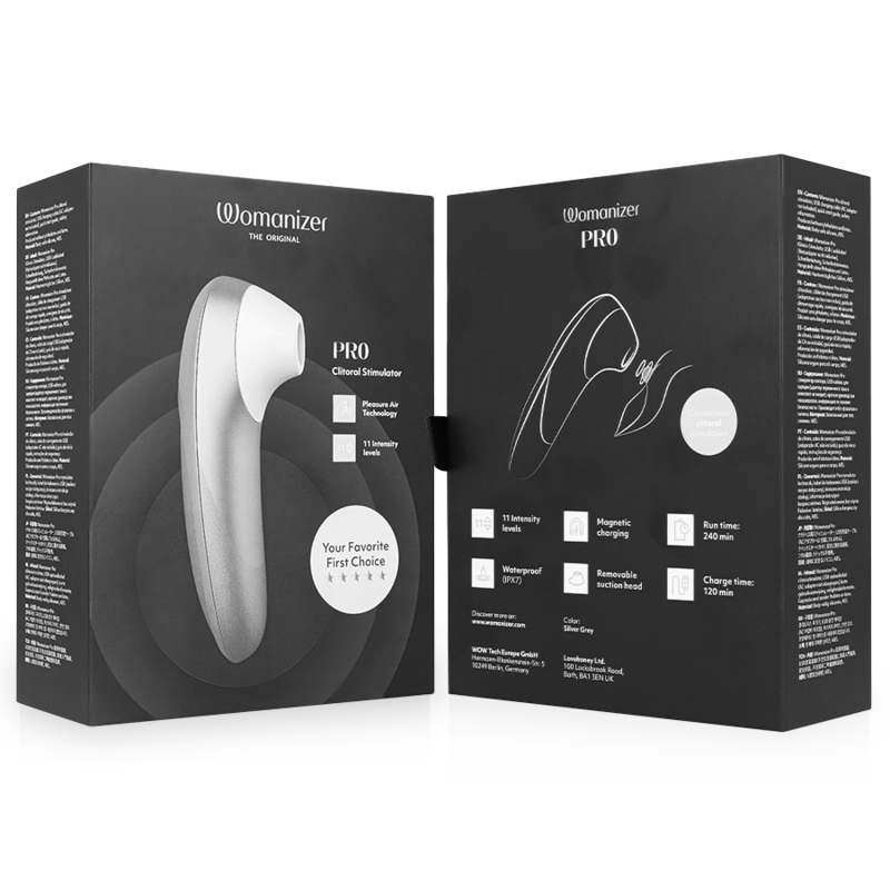 WOMANIZER - STIMOLATORE CLITORIDEO PRO VIBRANTE, COLORE ARGENTO E GRIGIO - immagine 6
