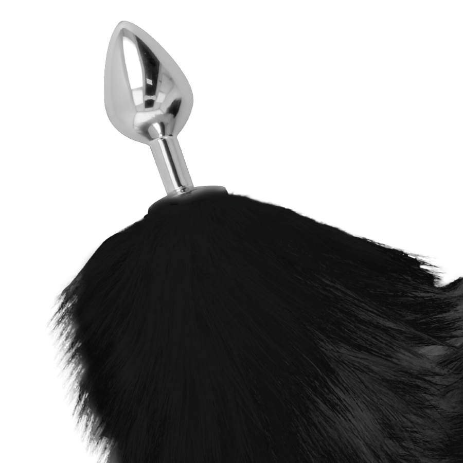 DARKNESS - PLUG ANALE ARGENTO 8 CM CON CODA NERA - immagine 2