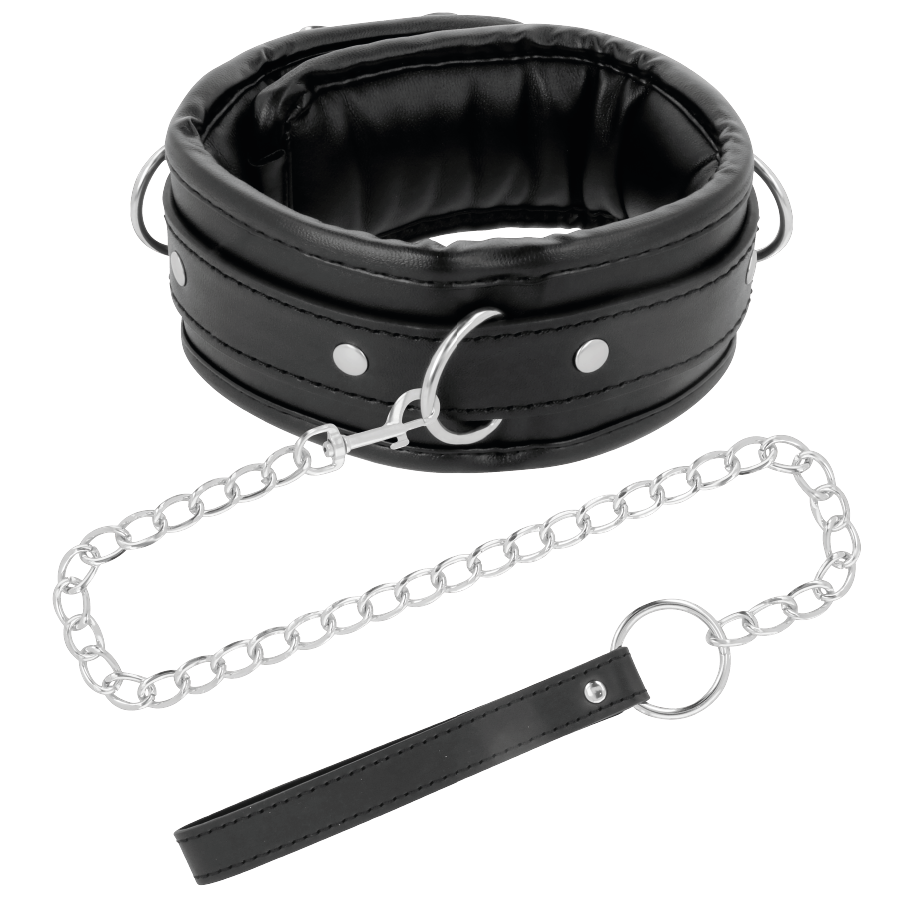 DARKNESS - COLLANA IN MORBIDA PELLE CON CATENA - immagine 2