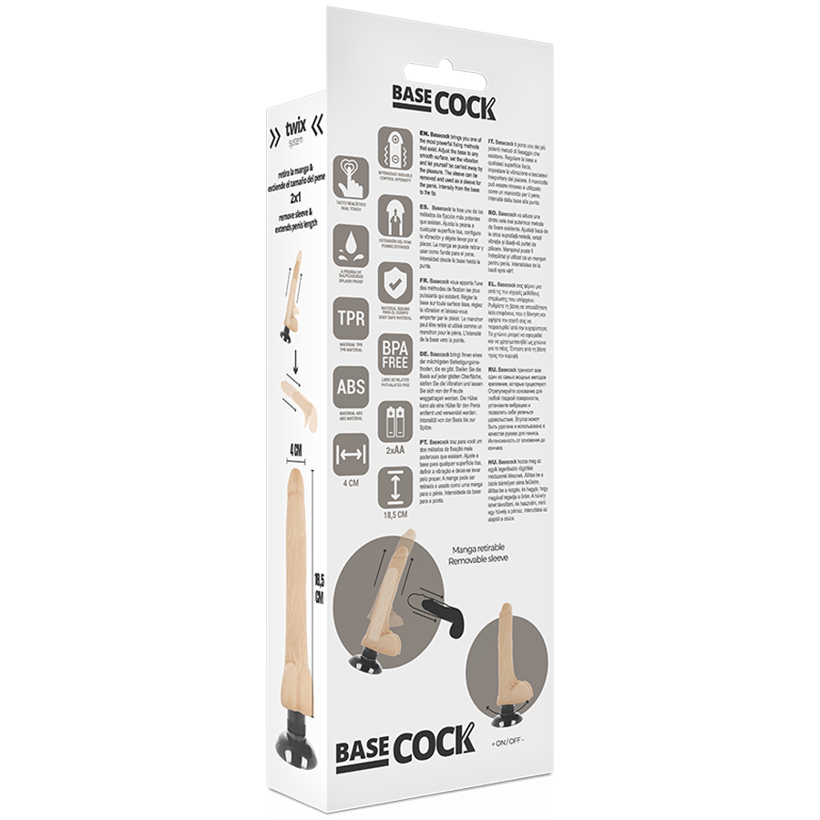 BASECOCK - VIBRATORE REALISTICO 2-1 NATURALE 18,5 CM - immagine 5
