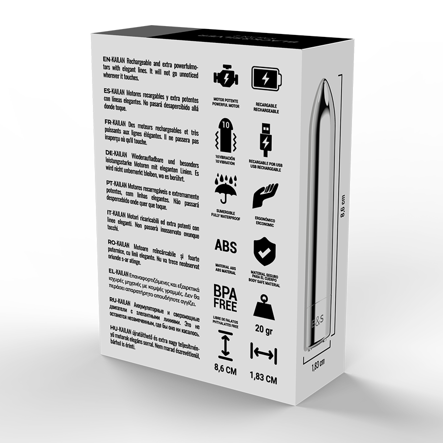 BLACK&SILVER - KAILAN 2 PROIETTILE MAGNETICO VIBRANTE ARGENTO - immagine 6