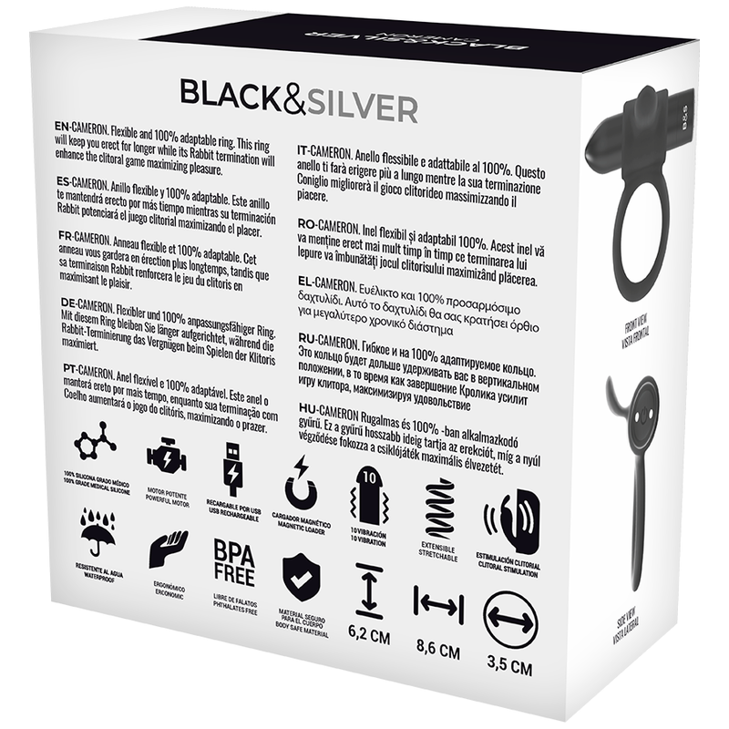 BLACK&SILVER - ANELLO RICARICABILE CAMERON BLACK - immagine 2