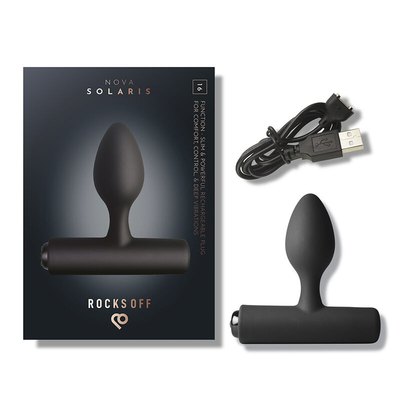 ROCKS-OFF - NOVA SOLARIS PLUG ANAL FINO RECARGABLE 16 FUNCIONES NEGRO - immagine 4