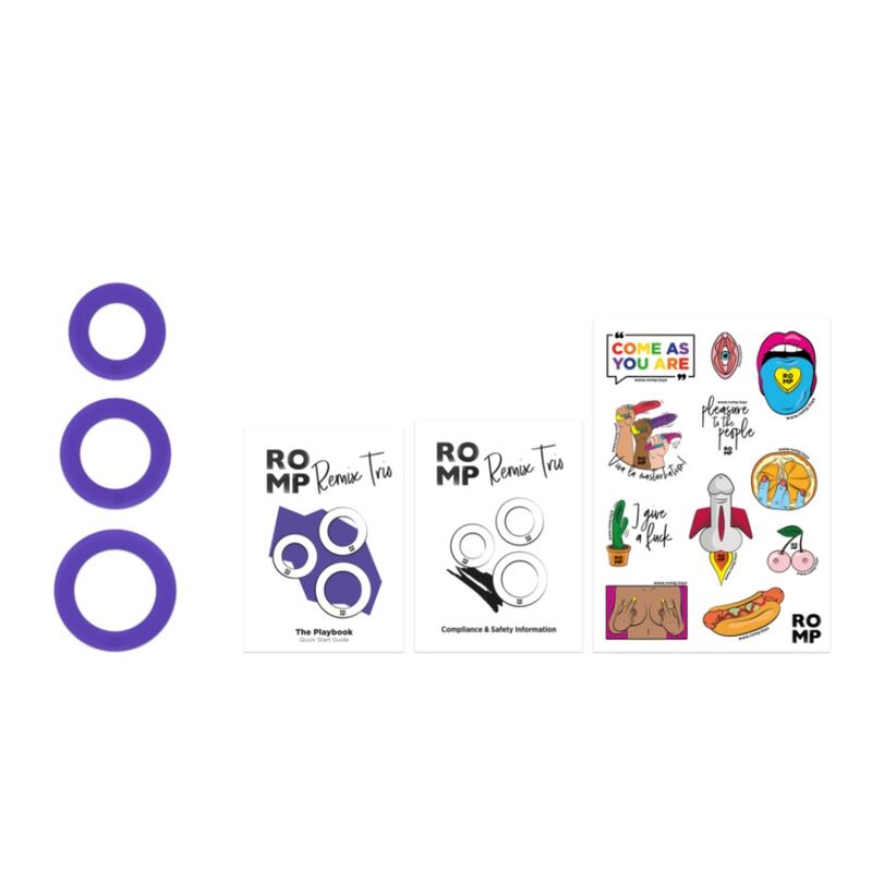 ROMP - REMIX TRIO SET DI 3 ANELLI PER PENE IN SILICONE VIOLA - immagine 11