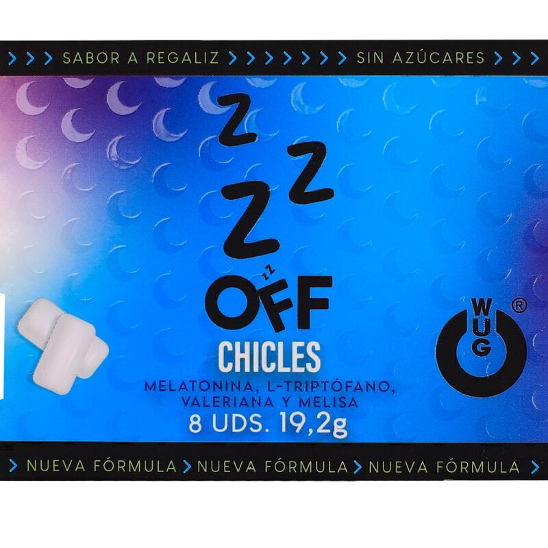 WUG off - El chicle funcional con melatonina y valeriana sabor regaliz BLISTER 8 UDS