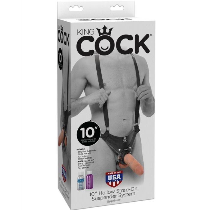 KING COCK - STRAP-ON CON DILDO HUECO 25.5 CM Y TIRANTES COLOR CARNE - immagine 8