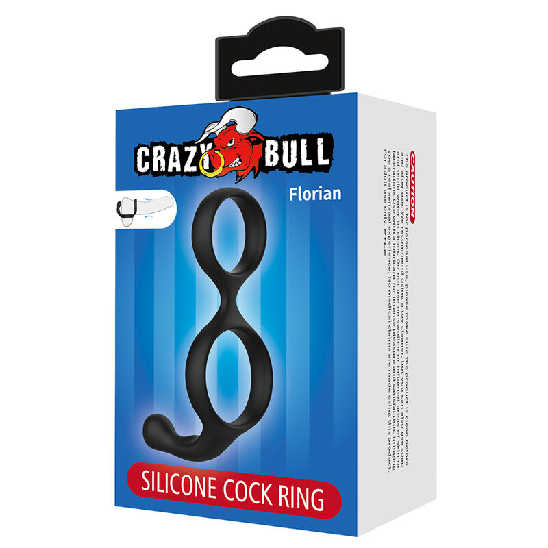 CRAZY BULL - ANELLO DOPPIO PER PENE E TESTICOLI FLORIAN NERO - immagine 3