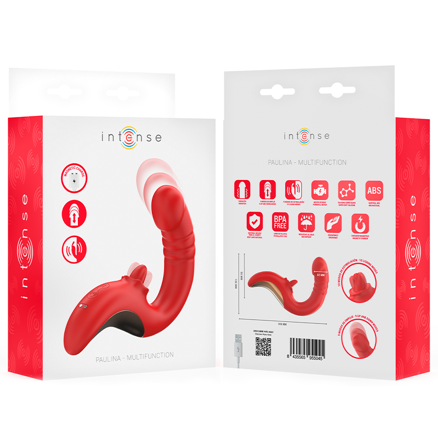 INTENSE - PAULINA VIBRATORE E STIMOLATORE A FORMA DI U ROSSO - immagine 3
